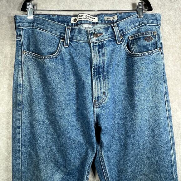 Harley Davidson Jeans Mens 38X30 Denim Bootcut Biker Motorcycle Cowboy Work USA - Picture 2 of 12